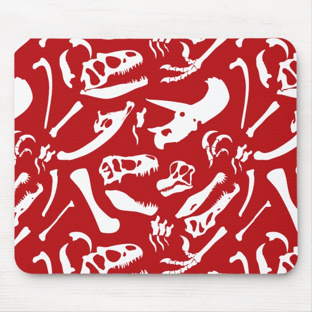 Dinosaur Bones (Red) Mouse Pad (Front)