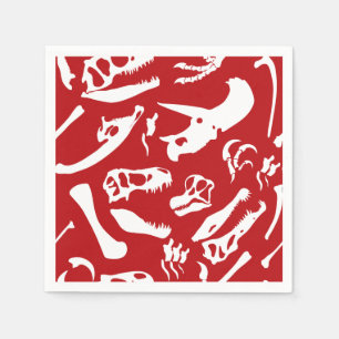 Dinosaur Bones (Red) Napkin