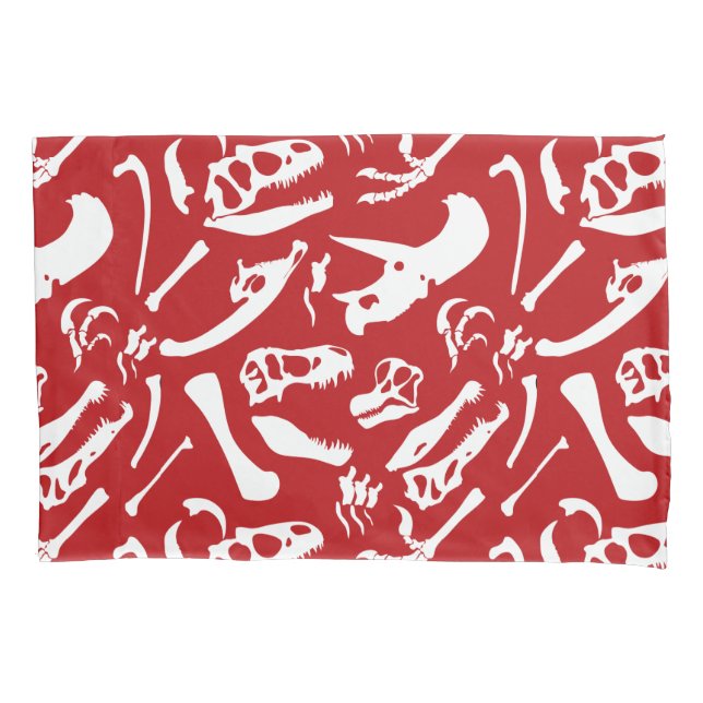 Dinosaur Bones (Red) Pillowcase (Front)