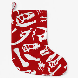Dinosaur Bones (Red) Small Christmas Stocking