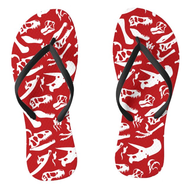 Dinosaur Bones (Red) Thongs (Footbed)