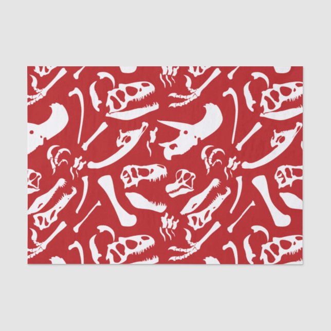 Dinosaur Bones (Red) Tissue Paper (Front)