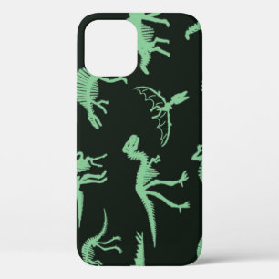 Dinosaur Bones Vintage Silhouette Illustration. iPhone 12 Case