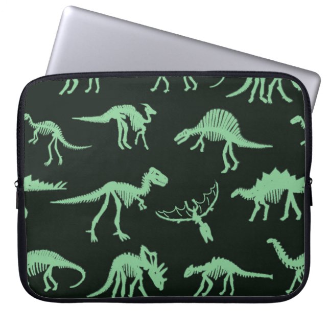 Dinosaur Bones Vintage Silhouette Illustration. Laptop Sleeve (Front)
