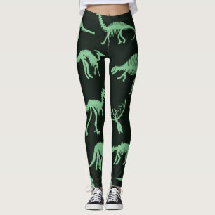 Dinosaur Bones Vintage Silhouette Illustration. Leggings