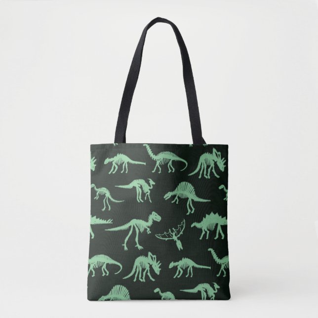 Dinosaur Bones Vintage Silhouette Illustration. Tote Bag (Front)