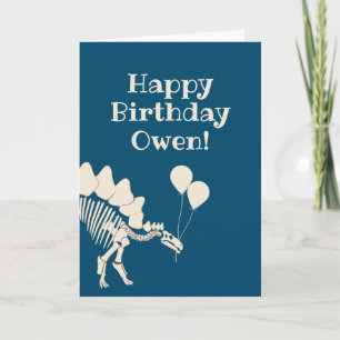 Dinosaur Bones With Balloons Birthday Card