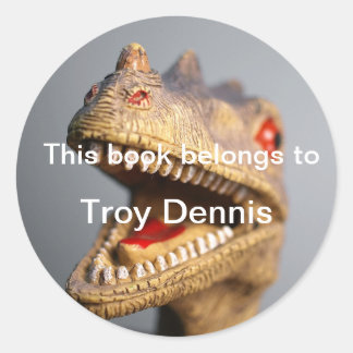Dinosaur bookplate classic round sticker