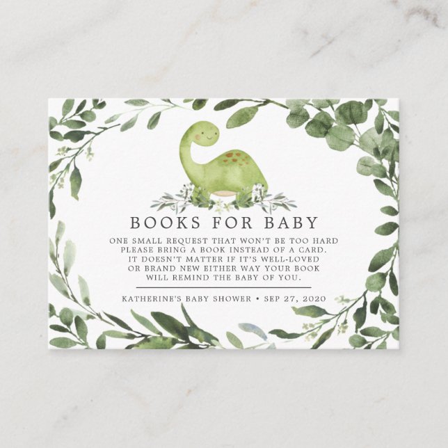 Dinosaur Books For Baby Baby Shower Card (Front)