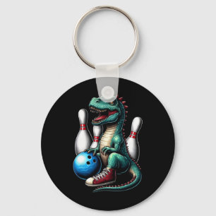 Dinosaur Bowling Ll Graphic Funny Dino Bowler Kids Key Ring