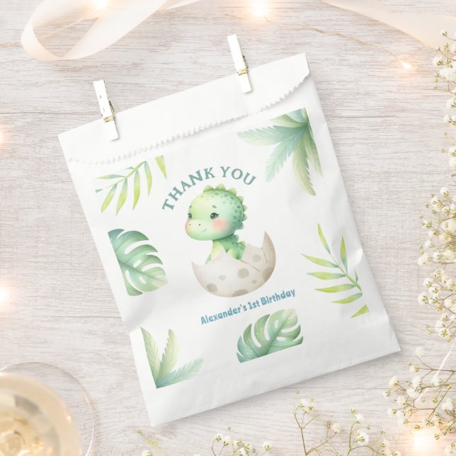 Dinosaur Boy 1st Birthday Cute Dino Jungle Favour Bag (Clipped)