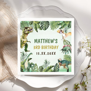 Dinosaur Boy 3rd Birthday Party Napkin