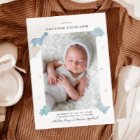 Dinosaur Boy Baby Photo Birth Announcement