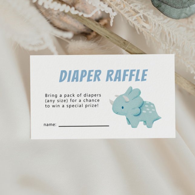 Dinosaur Boy Baby Shower Diaper Raffle Ticket  Enclosure Card (Creator Uploaded)