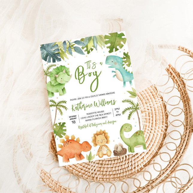 Dinosaur Boy Baby Shower Invitation (Creator Uploaded)