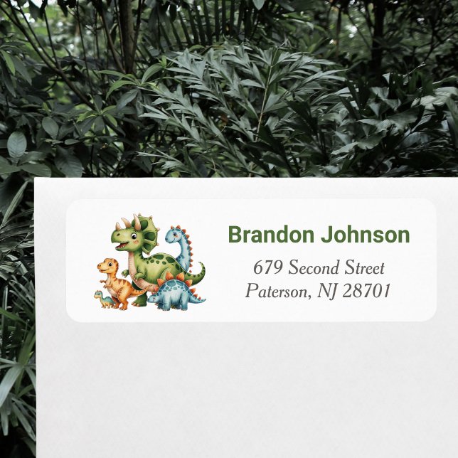 Dinosaur Boy Birthday Party Return Address Label  (Creator Uploaded)