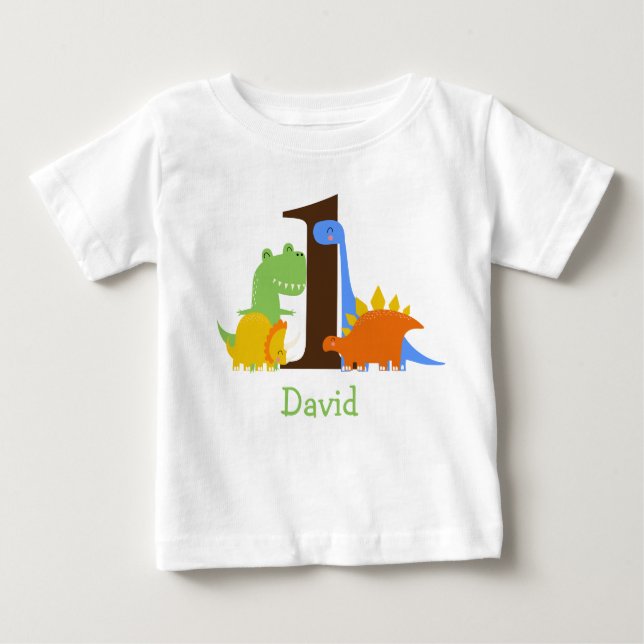 Dinosaur Boy First Birthday Outfit Baby T-Shirt (Front)