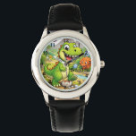 Dinosaur Boy Modern Green Trex Custom Name Kids Watch<br><div class="desc">Make every moment special with our Custom Dinosaur Trex Kids Name Watch! This personalized timepiece is perfect for children of all ages, featuring their name printed boldly on the face of the watch. Available in vibrant colors and fun designs, this watch makes learning to tell time both stylish and exciting....</div>