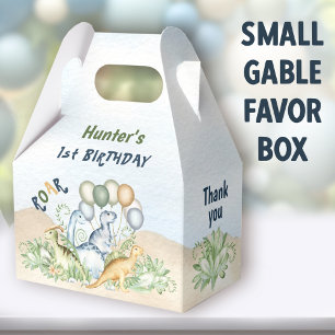 Dinosaur Boy Pastel Blue Green 1st Birthday Favour Box