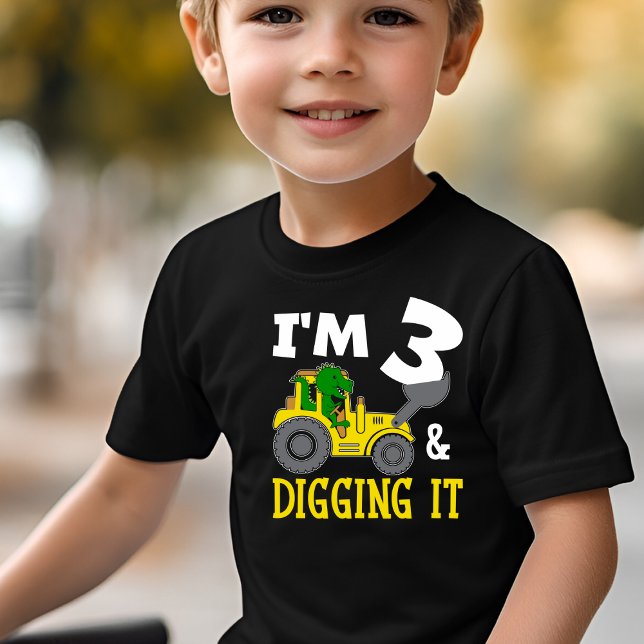   Dinosaur Boys Digging being three T-Shirt (Creator Uploaded)