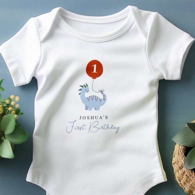 Dinosaur Boys First 1st Birthday Baby Bodysuit (Creator Uploaded)