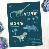 Dinosaur Boys Kids Birthday Party Invitation