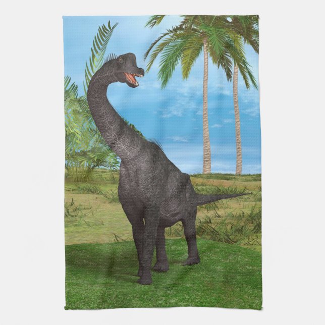 Dinosaur Brachiosaurus Tea Towel (Vertical)