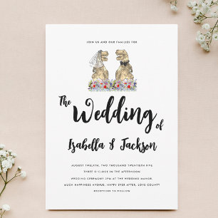 Dinosaur Bride and Groom Boho Wildflower Wedding Invitation