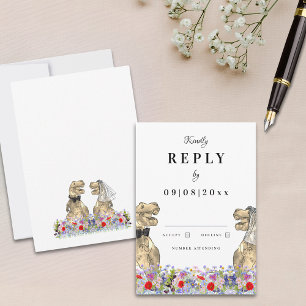 Dinosaur Bride and Groom Wedding Reply RSVP Card