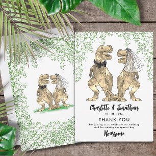 Dinosaur Bride and Groom Wedding Thank You