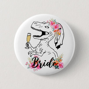 Dinosaur Bride Bridesmaid Floral Bachelorette Part 6 Cm Round Badge