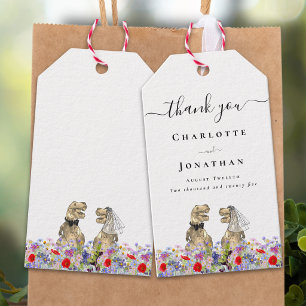 Dinosaur Bride & Groom Custom Wedding Thank You Gift Tags