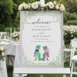Dinosaur Bride & Groom Custom Wedding Welcome Poster