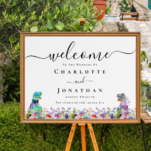 Dinosaur Bride & Groom Custom Wedding Welcome Poster