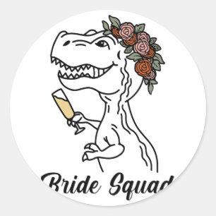 Dinosaur Bride Squad Bridesmaid Bachelorette Party Classic Round Sticker