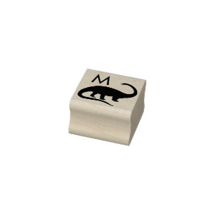 Dinosaur Brontosaurus Cute Kid's Monogram Initial Rubber Stamp