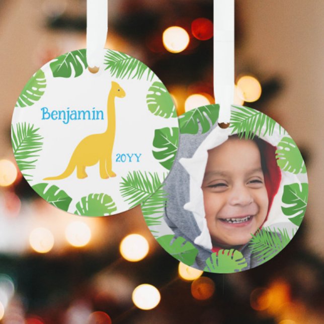 Dinosaur Brontosaurus Photo Keepsake Christmas Ornament (Creator Uploaded)
