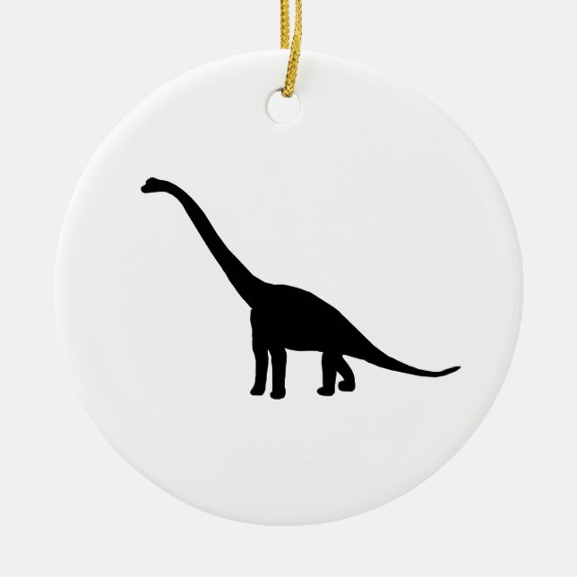 Dinosaur Brontosaurus Silhouette Ceramic Tree Decoration (Front)