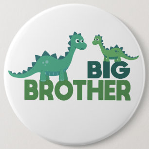 Dinosaur brothers, big brother young boy 6 cm round badge