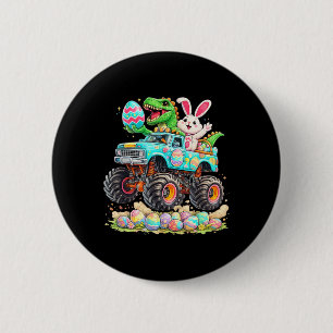 Dinosaur Bunny With Truck Easter Funny Egg Hunt Ki 6 Cm Round Badge