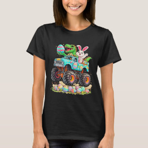 Dinosaur Bunny With Truck Easter Funny Egg Hunt Ki T-Shirt