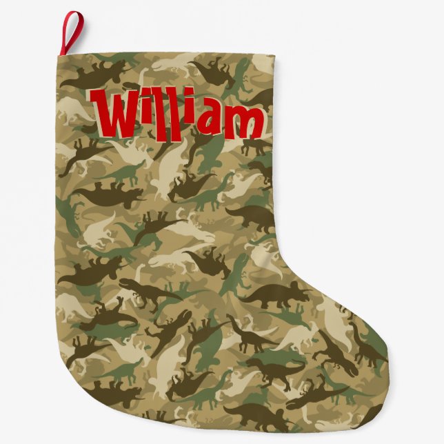 Dinosaur Camouflage Christmas Stocking (Front)