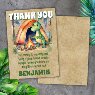 Dinosaur Campout Party Thank You Card