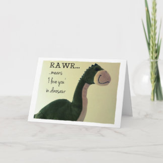 Dinosaur Card Rawr means 'I love you' in dinosaur