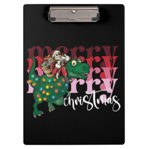 Dinosaur carrying Santa Claus Christmas Clipboard