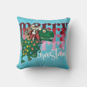 Dinosaur carrying Santa Claus Christmas Cushion