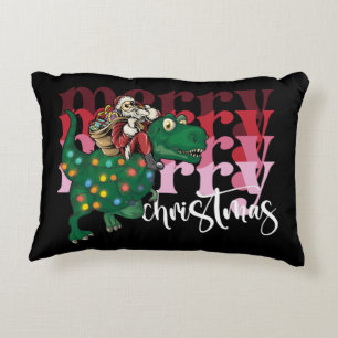 Dinosaur carrying Santa Claus Christmas Decorative Cushion