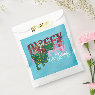 Dinosaur carrying Santa Claus Christmas Favour Bag