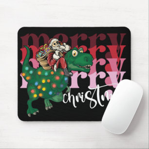 Dinosaur carrying Santa Claus Christmas Mouse Pad