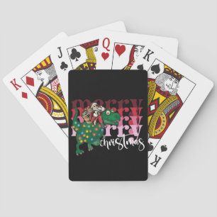 Dinosaur carrying Santa Claus Christmas Playing Cards